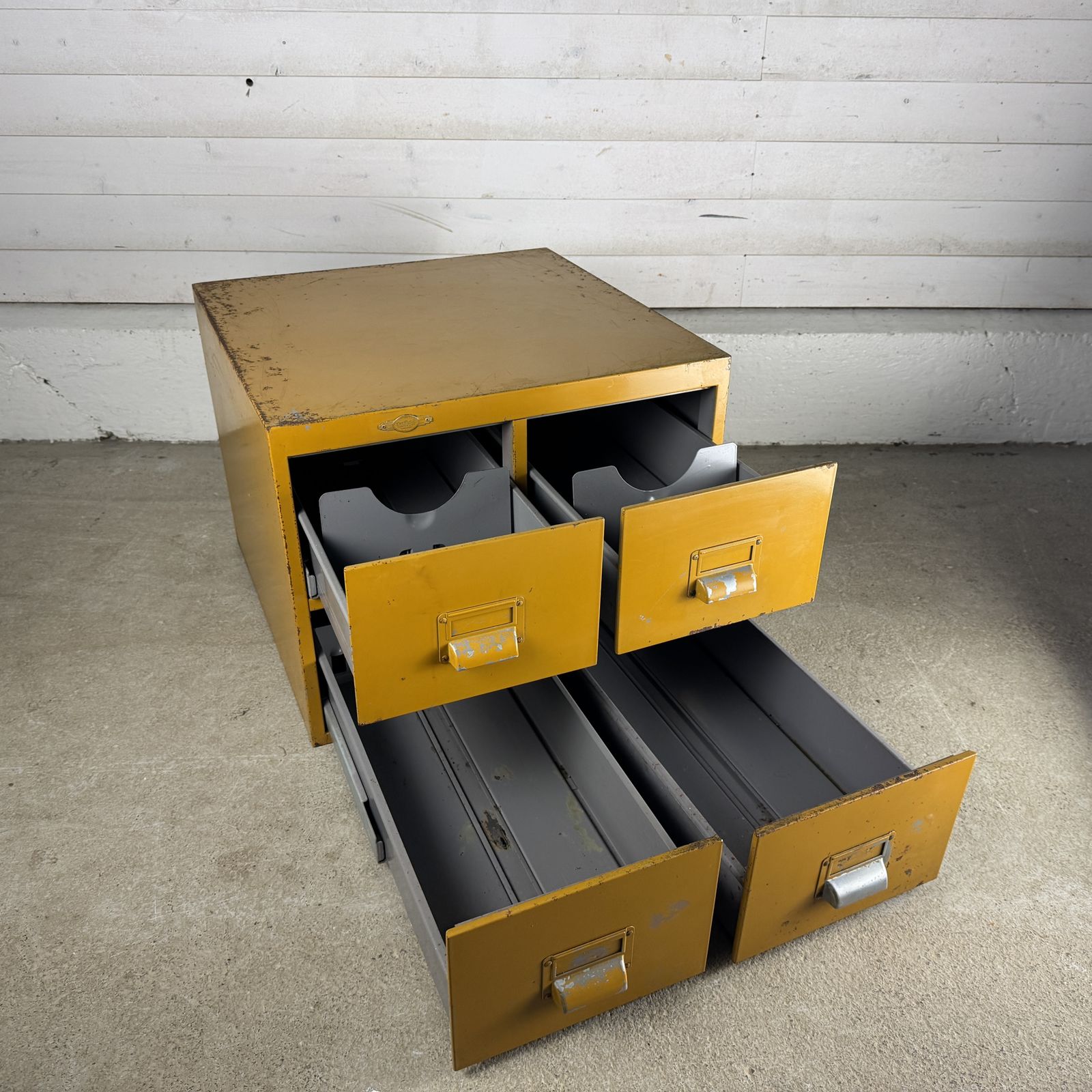 Vintage Mid Century Steel 4 Drawer Index Filing Cabinet photo Furniture