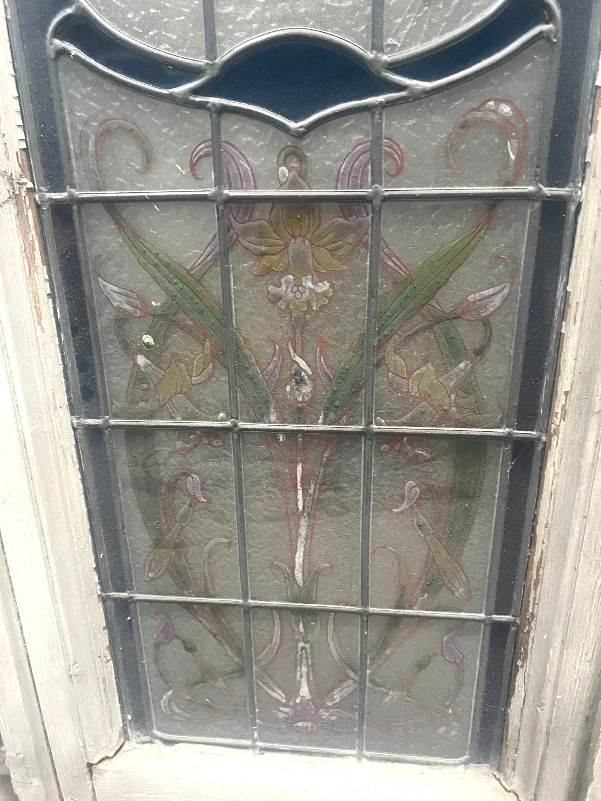 Art Deco Stained Glass Impost Window Circa 1900 XX Century photo for sale
