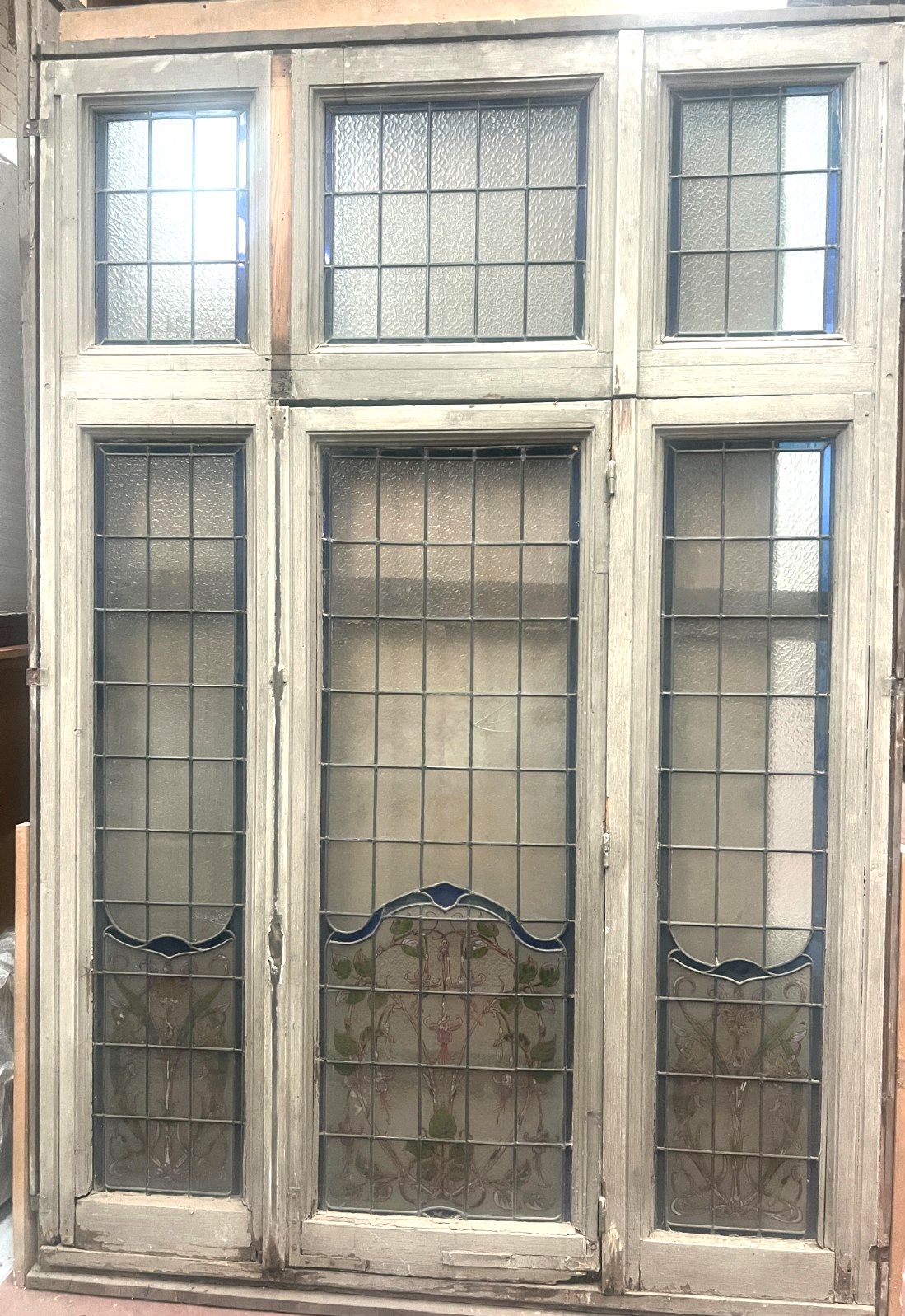Art Deco Stained Glass Impost Window Circa 1900 XX Century photo vinterior