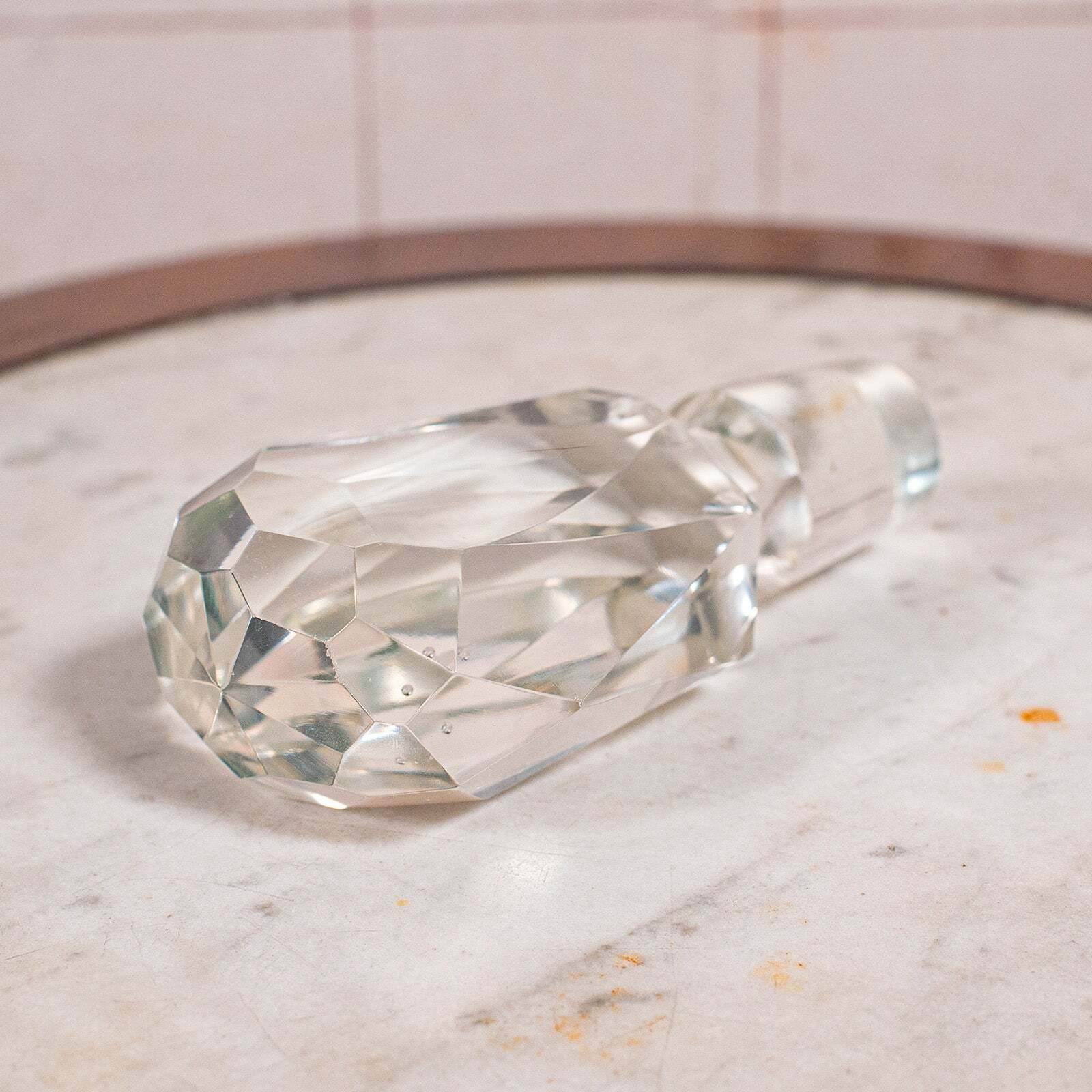 710.0 Antique Whiskey Decanter, English Glass Scotch Bottle, Silver Collar, Hallmarked photo