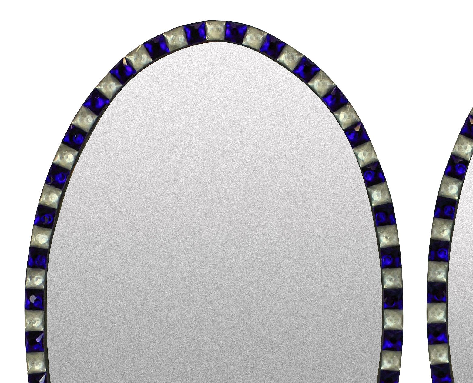 Pair Of Stunning Irish Mirrors With Faceted Rock Crystal And Blu Glass Borders photo Home Decor