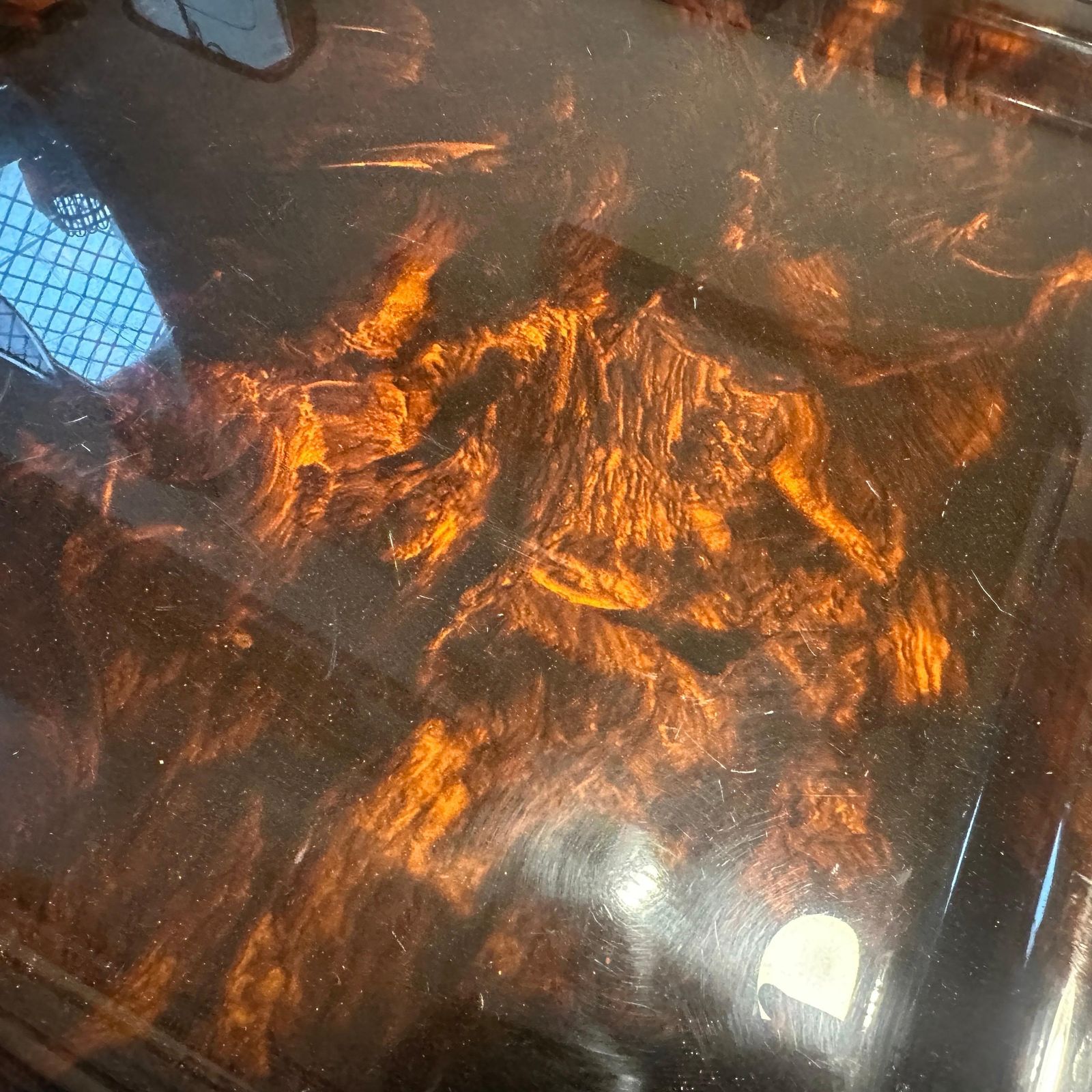 649.0 1980s Modernist Faux Tortoiseshell Lucite Square Tray By Ulderico Cavinato photo
