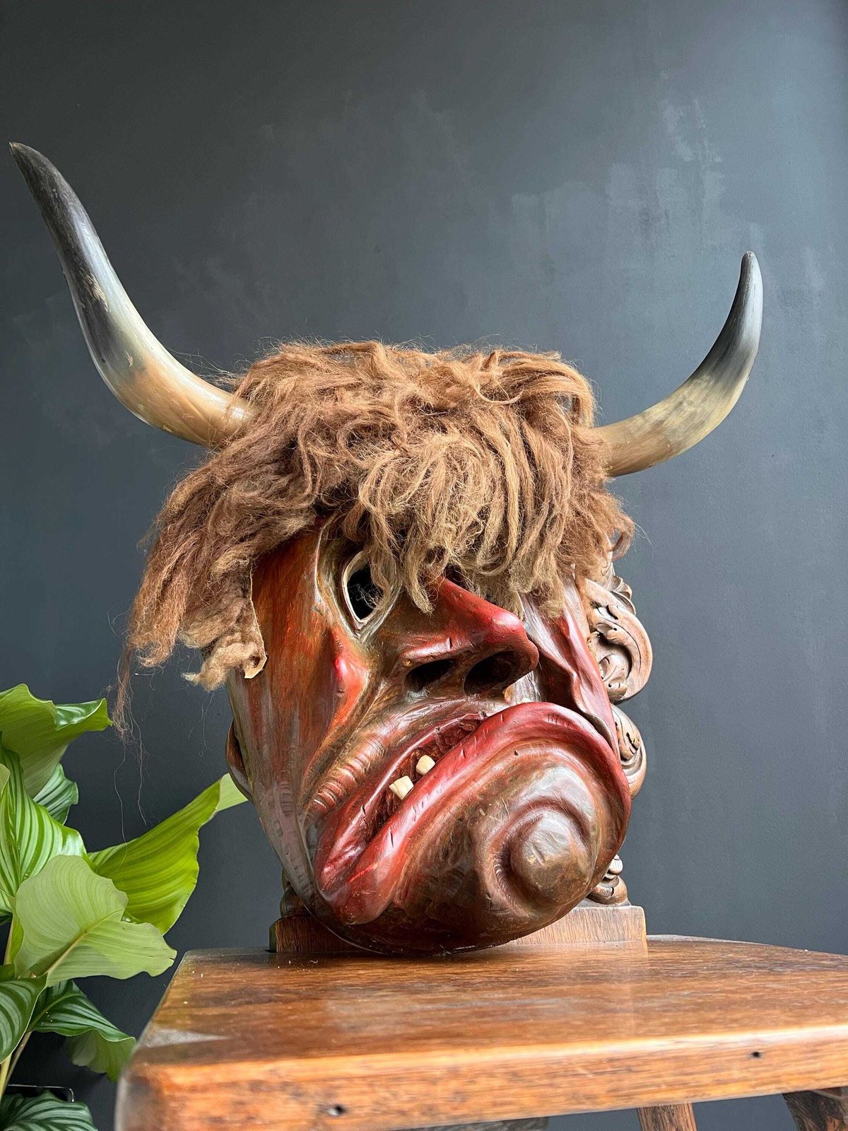 Vintage Folk Art Wall Mask, Switzerland