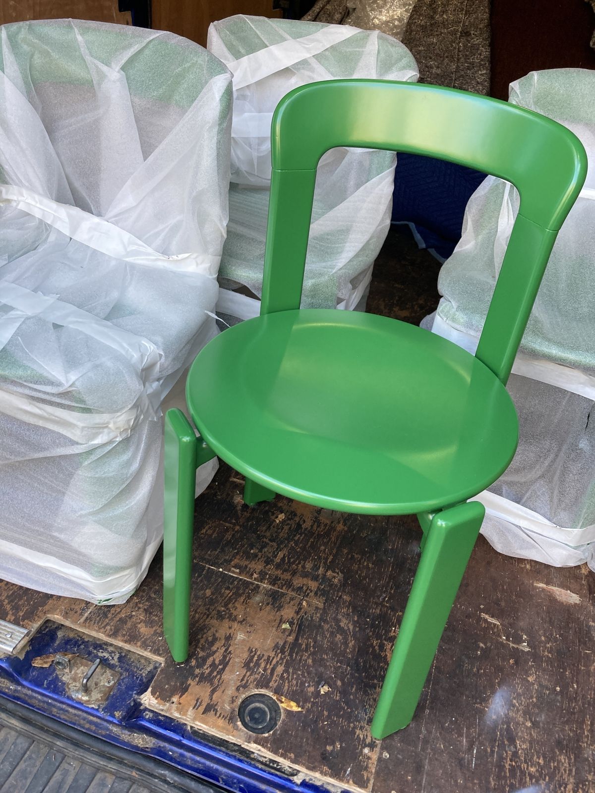 Original Vintage Mid Century Bruno Rey Beech Chairs In Green For Dietiker, Set Of 4, Switzerland 1970s photo Furniture
