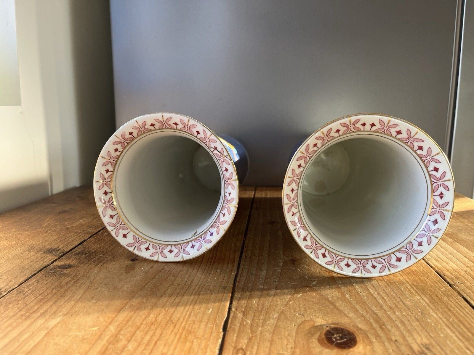 photo for sale Superb Pair Of Art Deco Falcon Ware Parrot Butterfly Mantel Vases Carlton Style