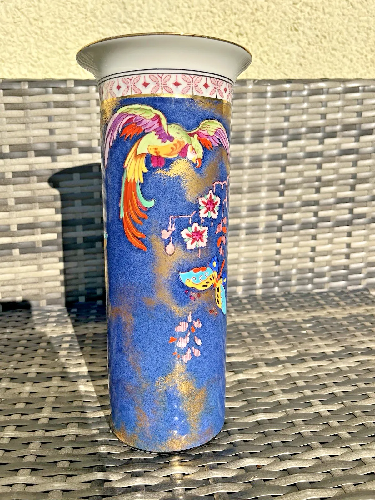 photo buy Superb Pair Of Art Deco Falcon Ware Parrot Butterfly Mantel Vases Carlton Style