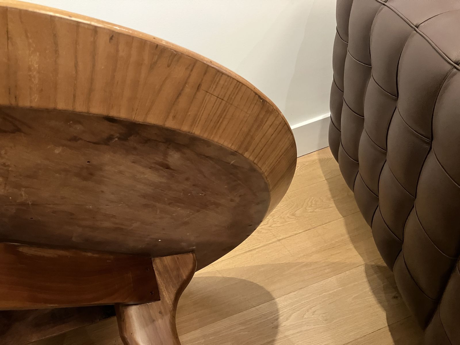 Round Table, Beautiful Wood With Amazing Blue Top. Italian Made photo vinterior