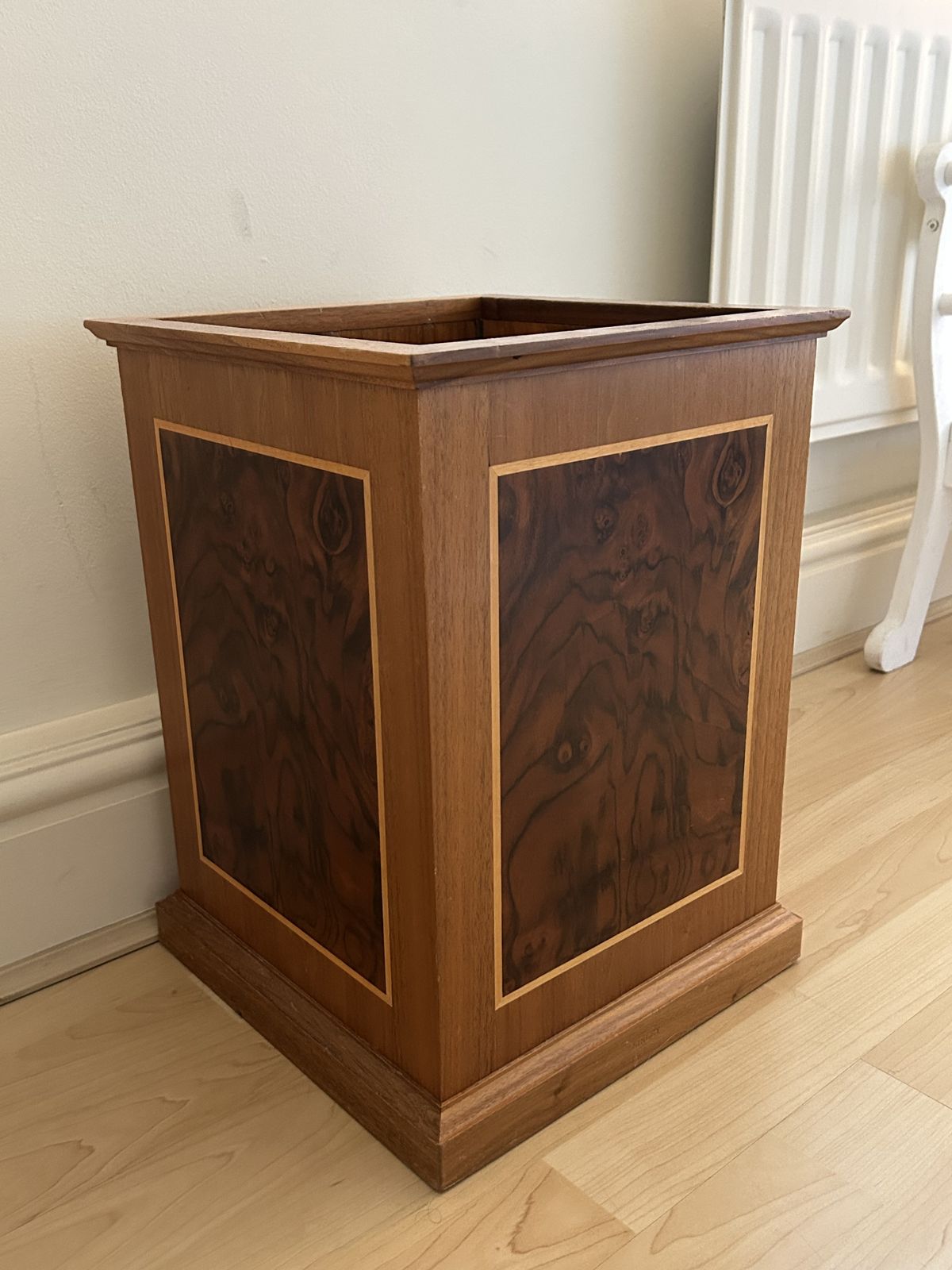 David Linley Alfred Dunhill Waste Paper Bin Burr Walnut , Oak Satinwood Handmade photo buy