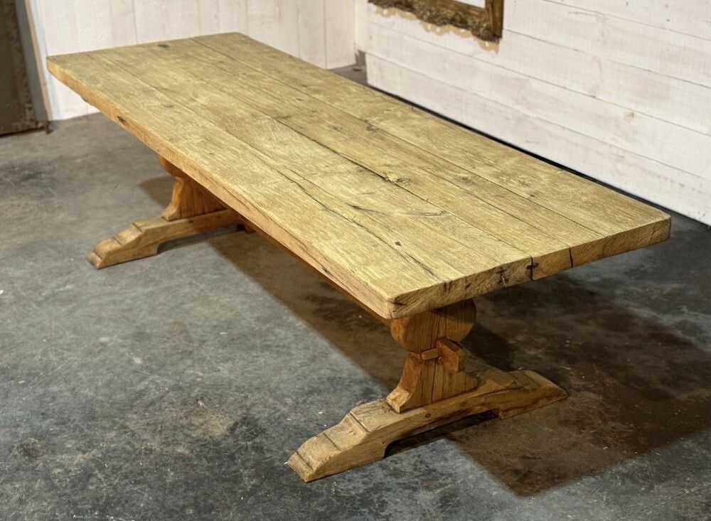 Furniture Larger Characterful French Oak Farmhouse Dining Table photo