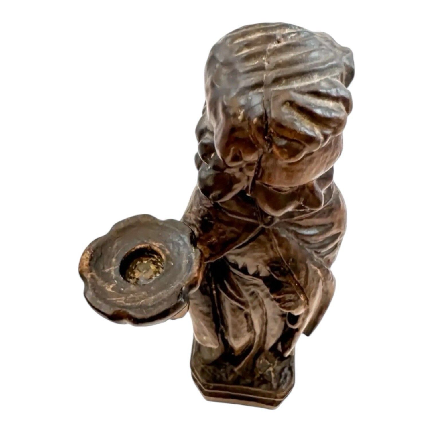 Antique 18th Century Baroque Carved Wood Acolyte Angel Candlestick Figure Italy photo buy