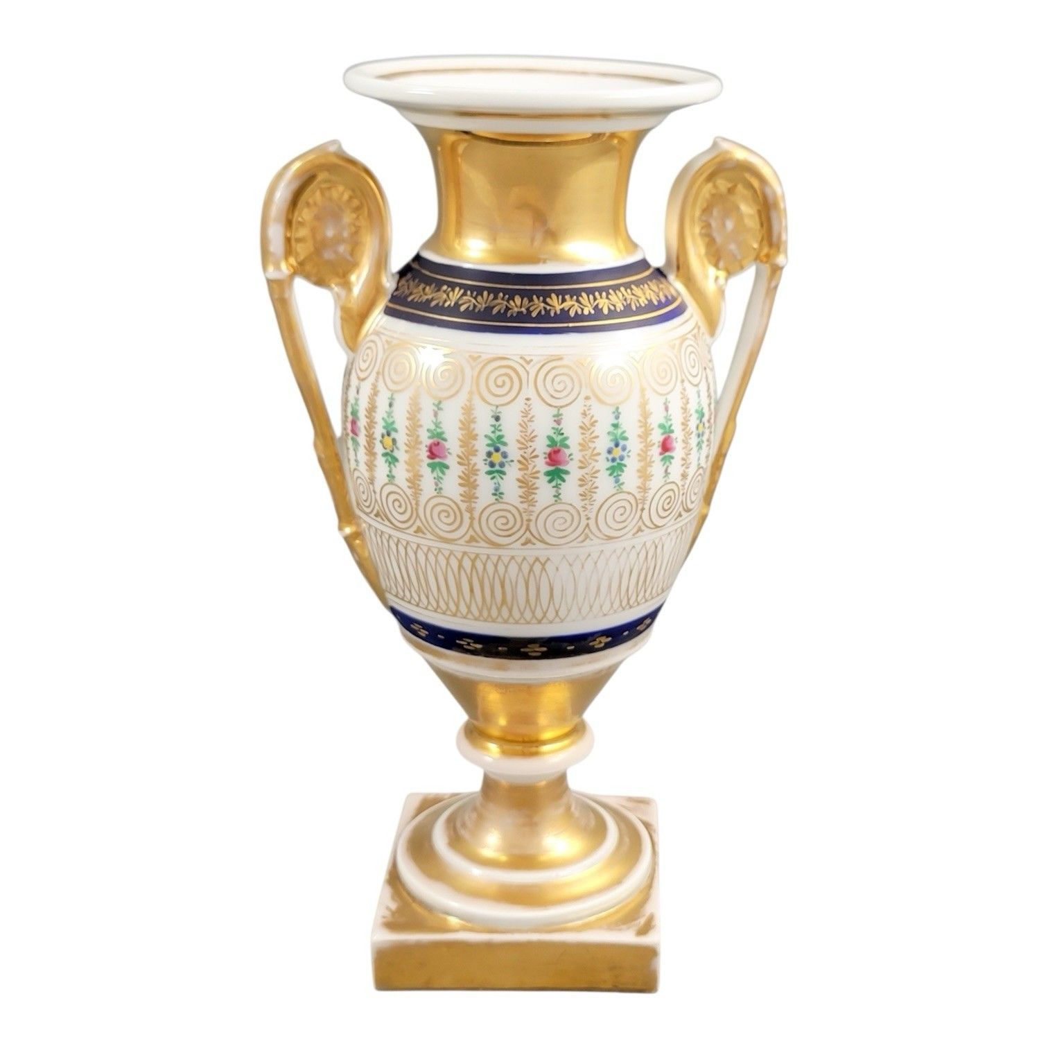 Antique Old Paris Empire Porcelain Vase C. 1820 Cobalt & Gilt 24.5 Cm photo vinterior