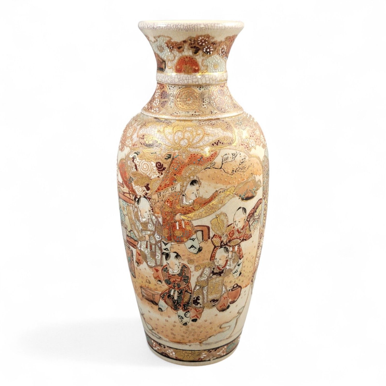 Kyoto Satsuma Vase, Courtly Procession & Karako, Heavy Moriage, C.1890–1910 photo Home Decor