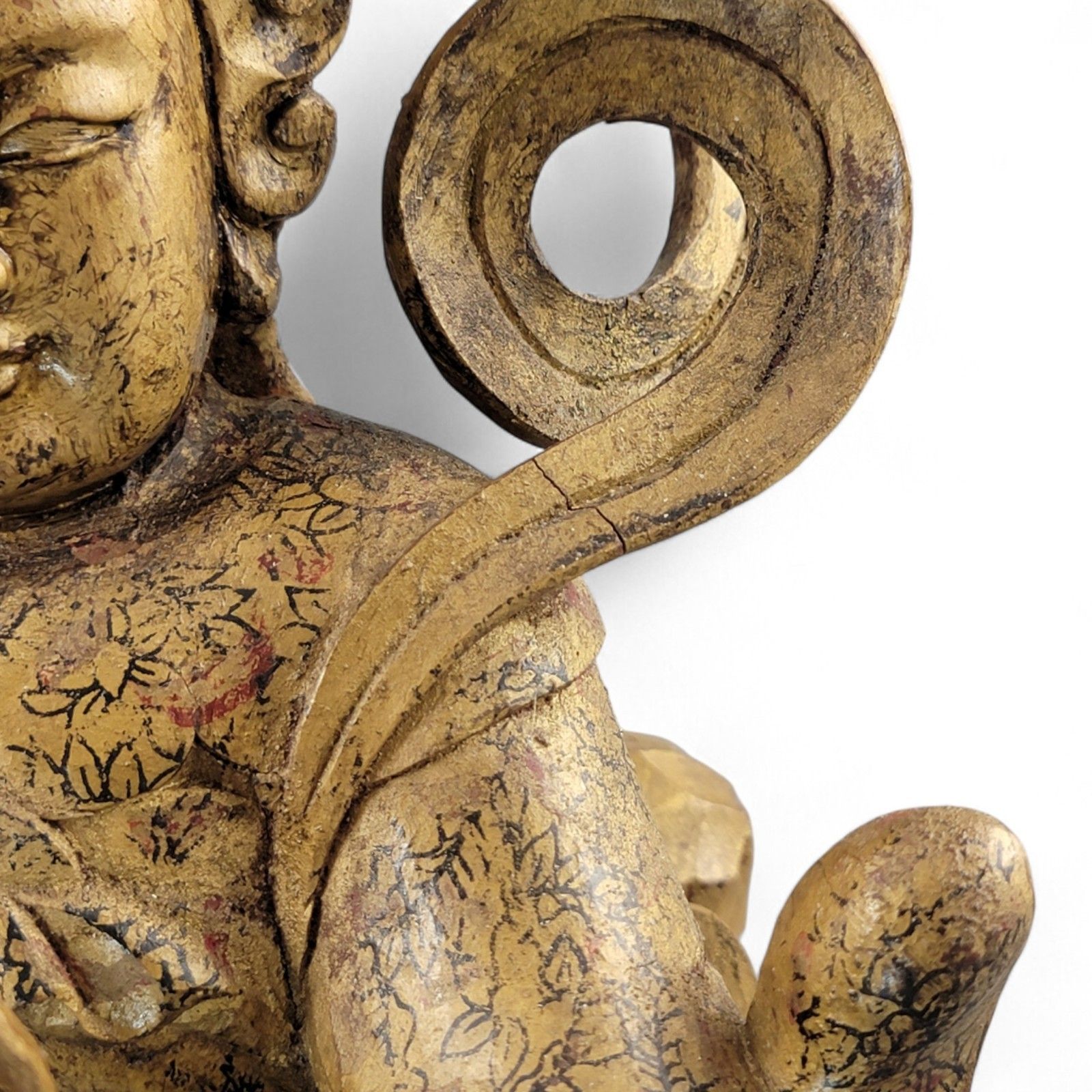 photo buy Large 19th Century Chinese Temple Guardian “Zhenwu”, Gilt Painted Wood Figurine