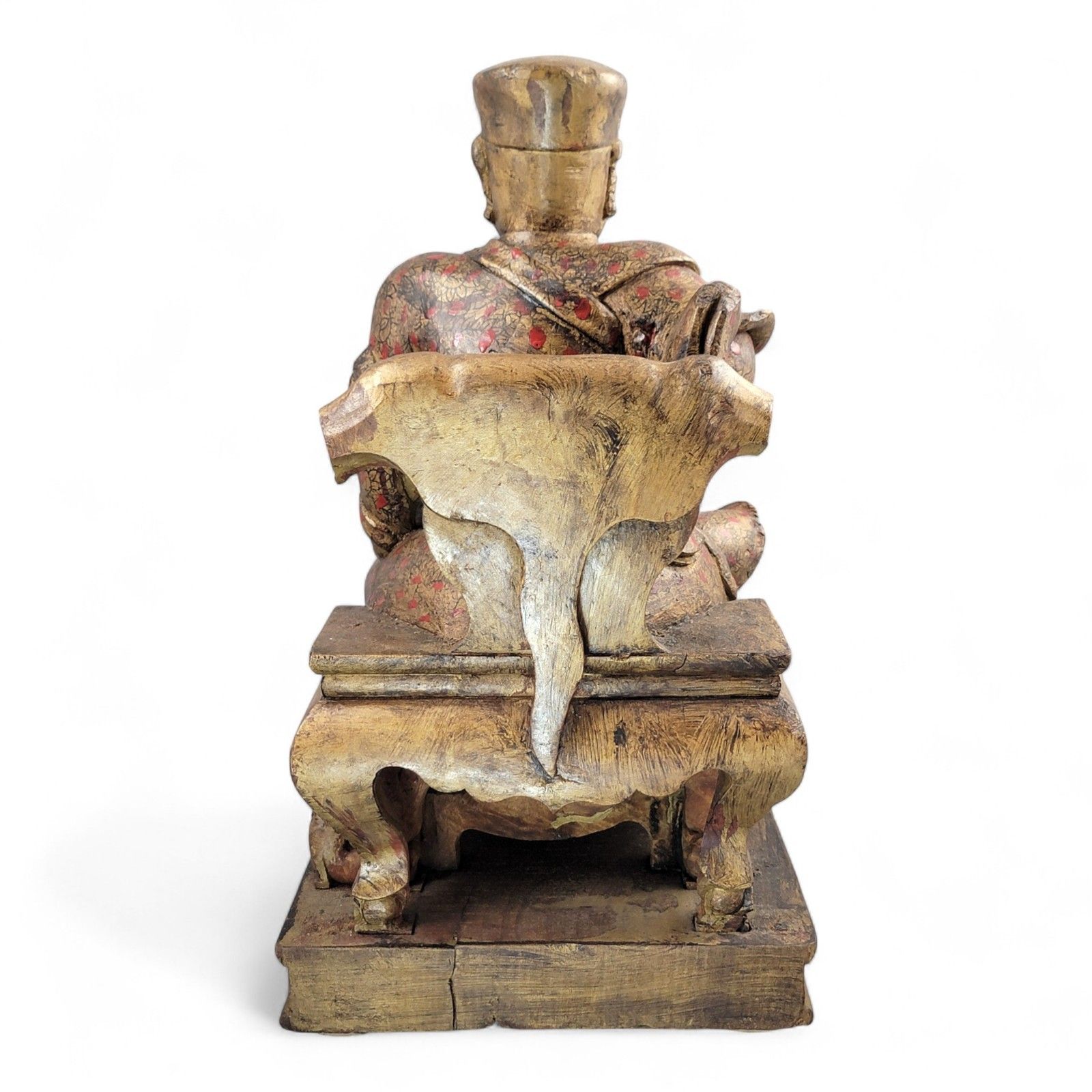 Early Chinese, Gilt, Painted Wood, Temple Figure, Civil Official, C.1650 photo Art