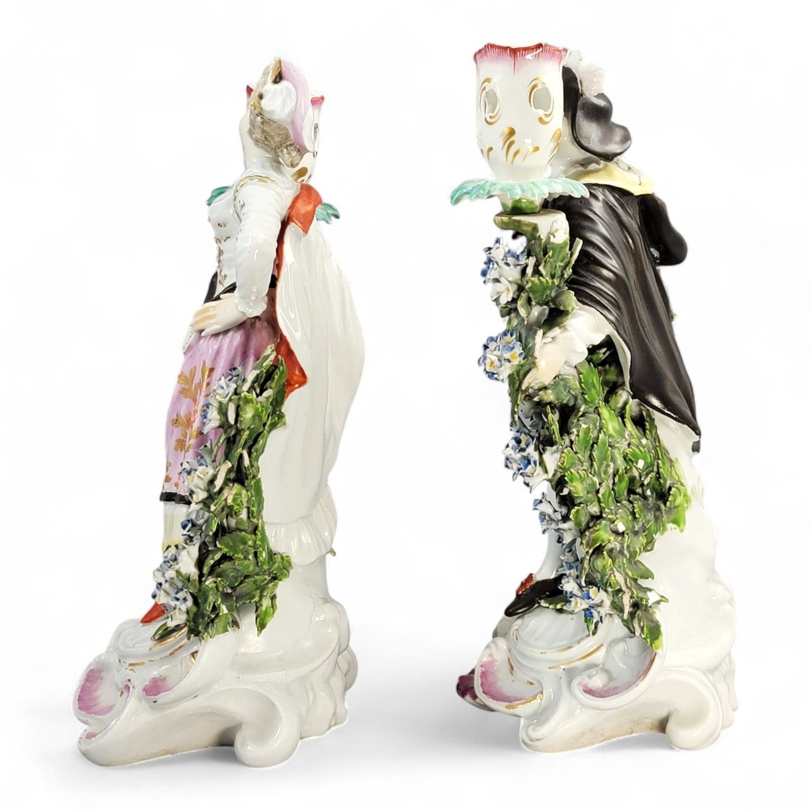 Derby Ranelagh Dancers Porcelain Candlestick Pair C.1760 Complete Sconces photo for sale