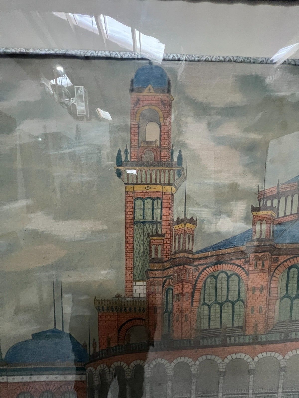 Le Trocadéro A Paris Color Drawing Signed And Dated 20th Century photo furniture