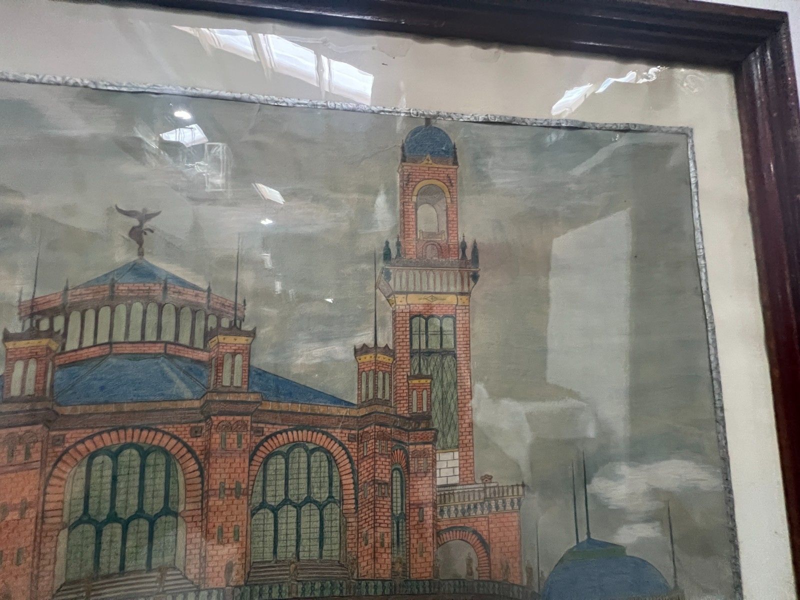 Le Trocadéro A Paris Color Drawing Signed And Dated 20th Century photo vinterior