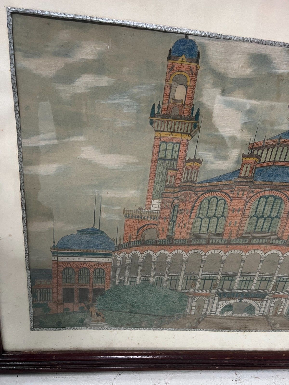 Art Le Trocadéro A Paris Color Drawing Signed And Dated 20th Century photo