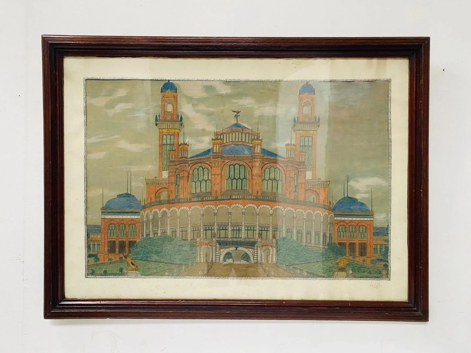 658.0 Le Trocadéro A Paris Color Drawing Signed And Dated 20th Century photo
