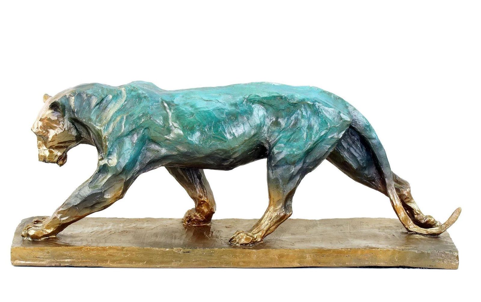 Walking Panther Statue In The Style Of Rembrandt Bugatti. Bronze Sculpture. photo furniture