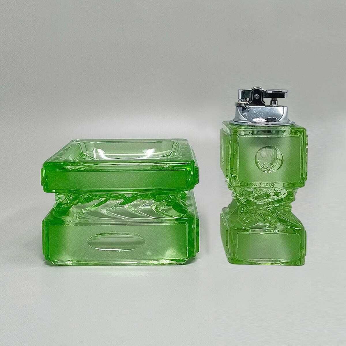 1970s Stunning Green Smoking Set By Antonio Imperatore In Murano Glass. Made In Italy photo for sale