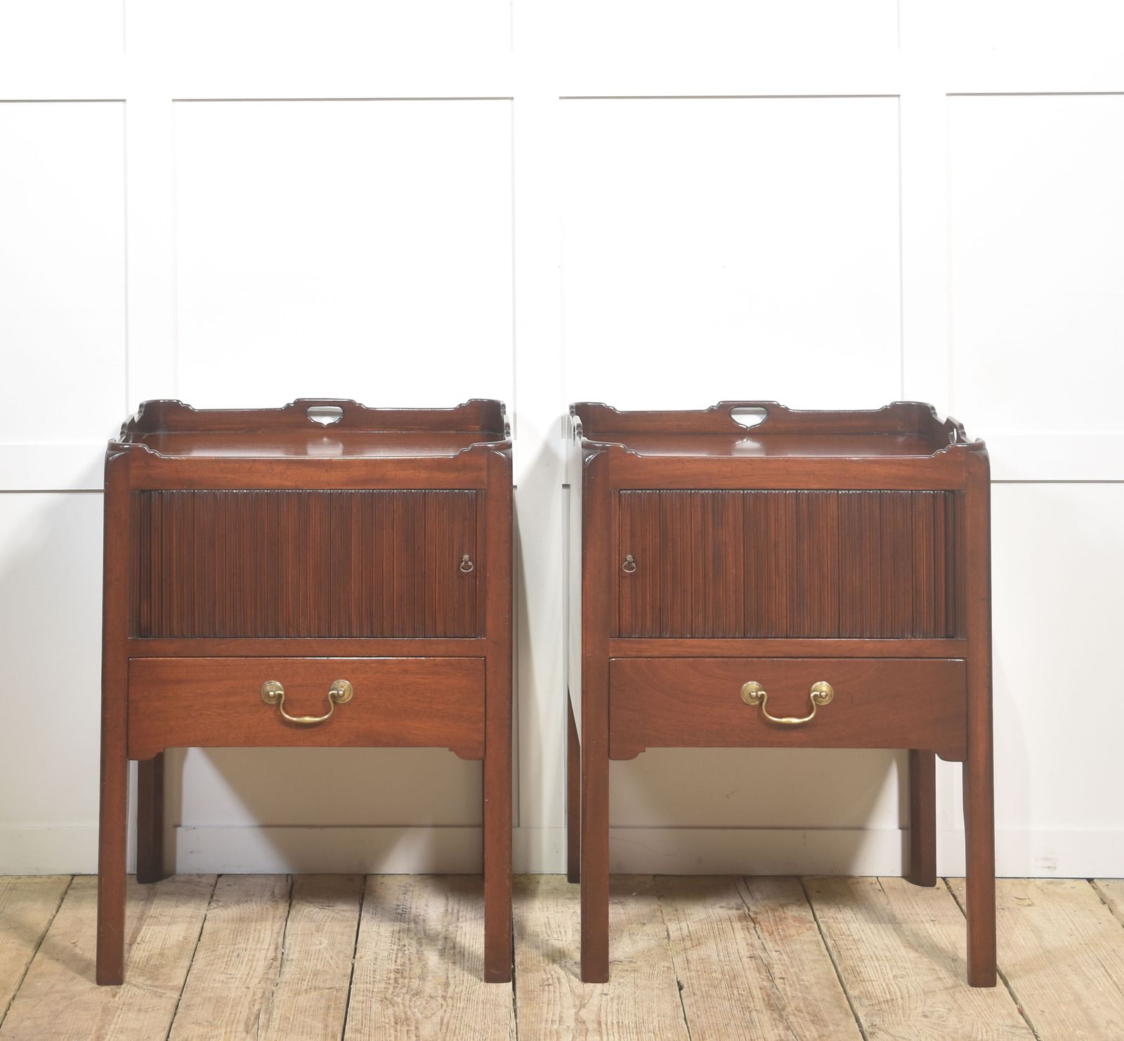 Pair Of Mahogany Tray Top Bedside Cabinets photo furniture