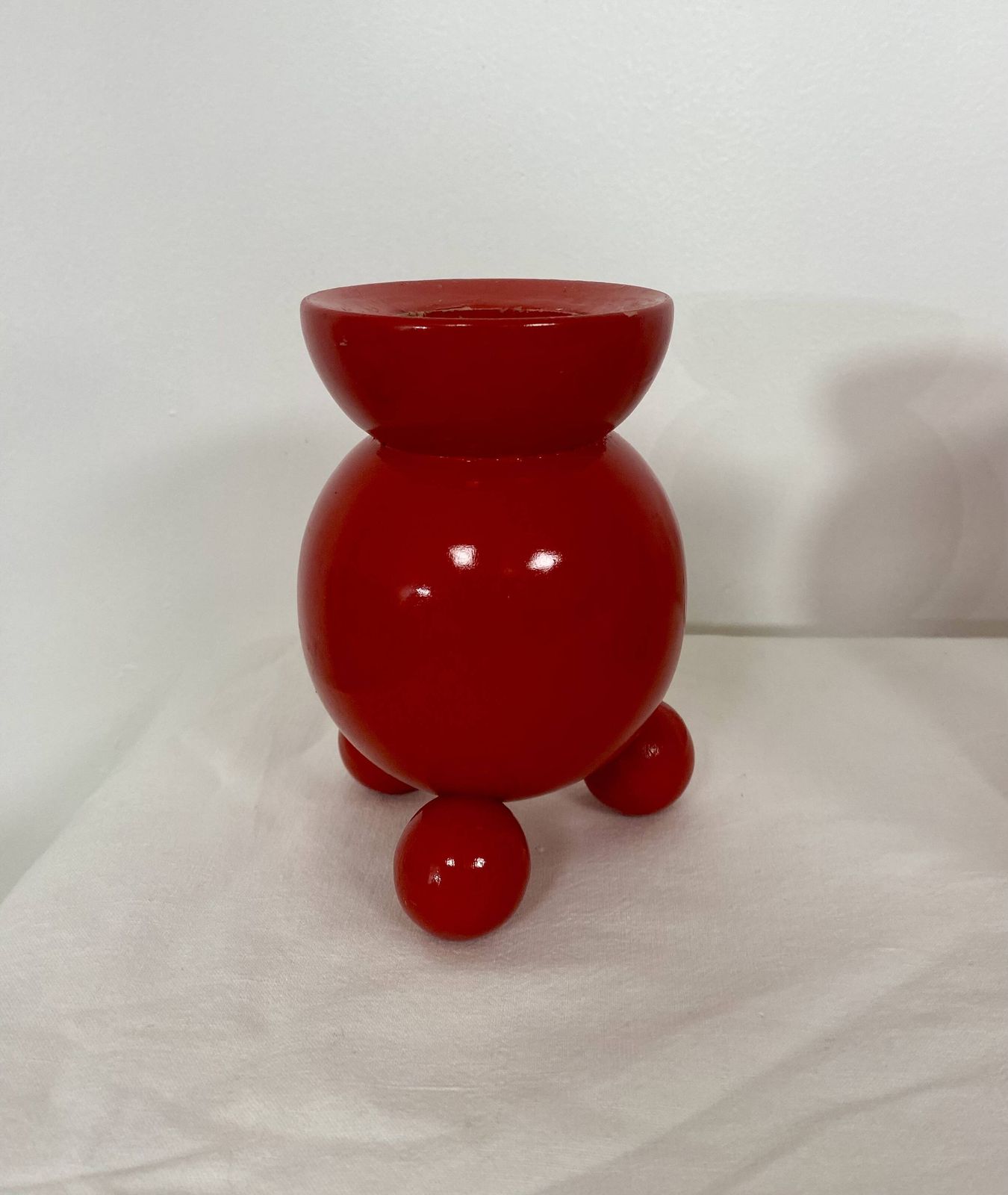 Set Of 4 Swedish Wooden Candlesticks – 1950s photo for sale