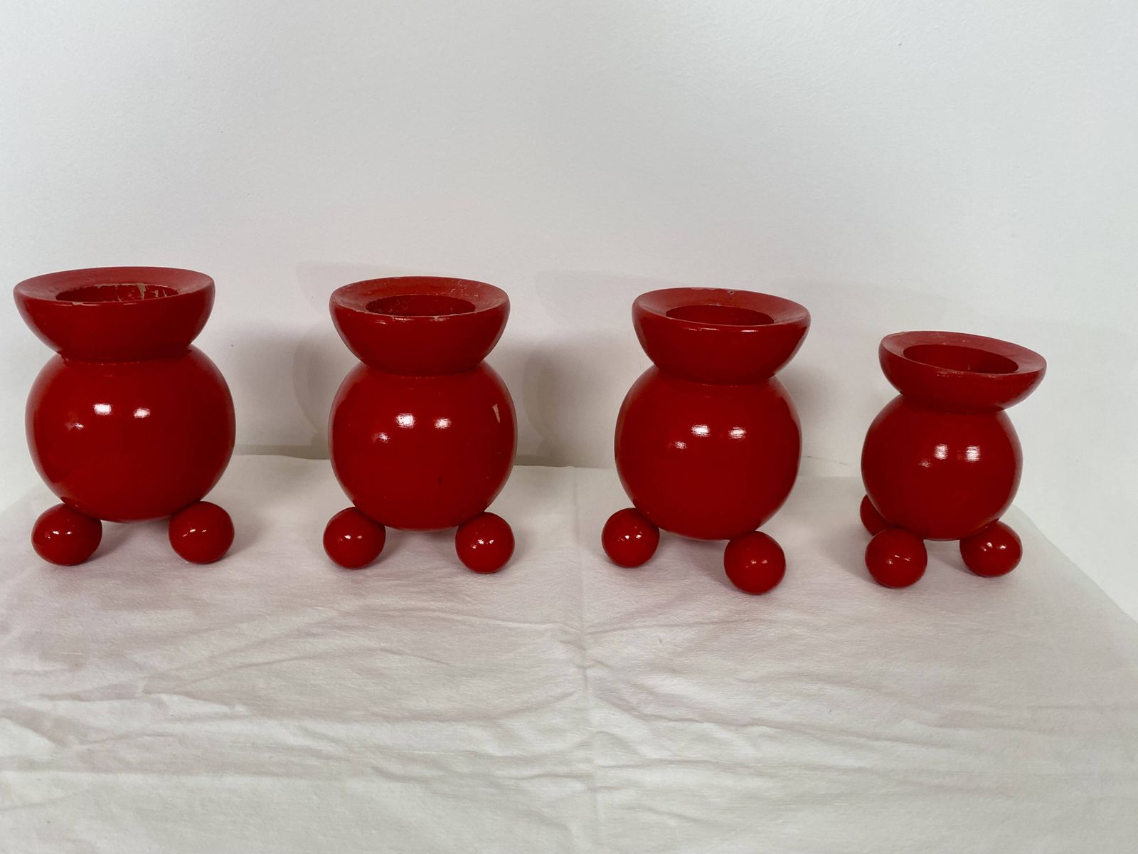 Set Of 4 Swedish Wooden Candlesticks – 1950s photo 66.0