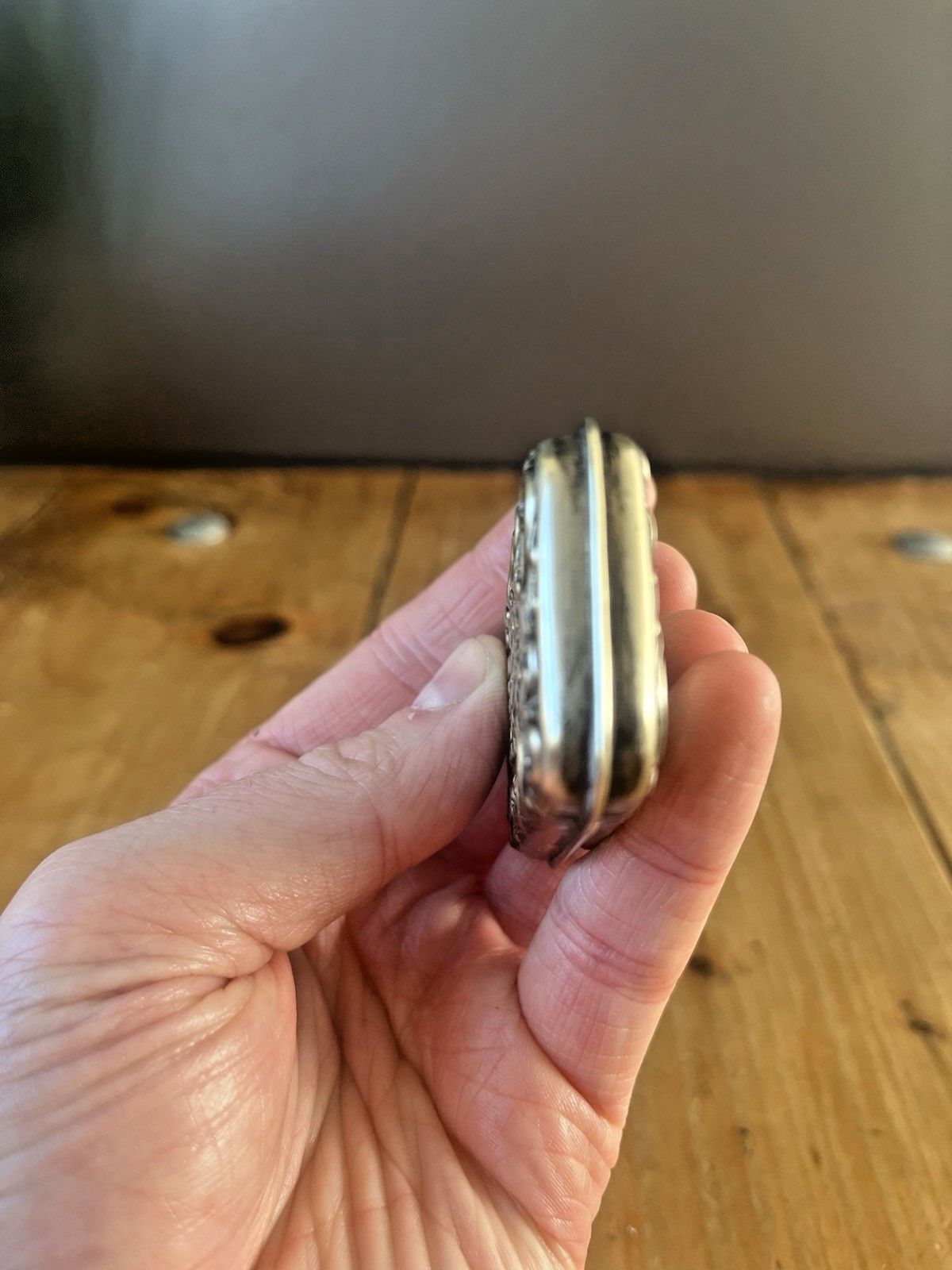 Antique Art Nouveau White Metal The State Fire Office Sf Vesta Case Match Holder photo vinterior