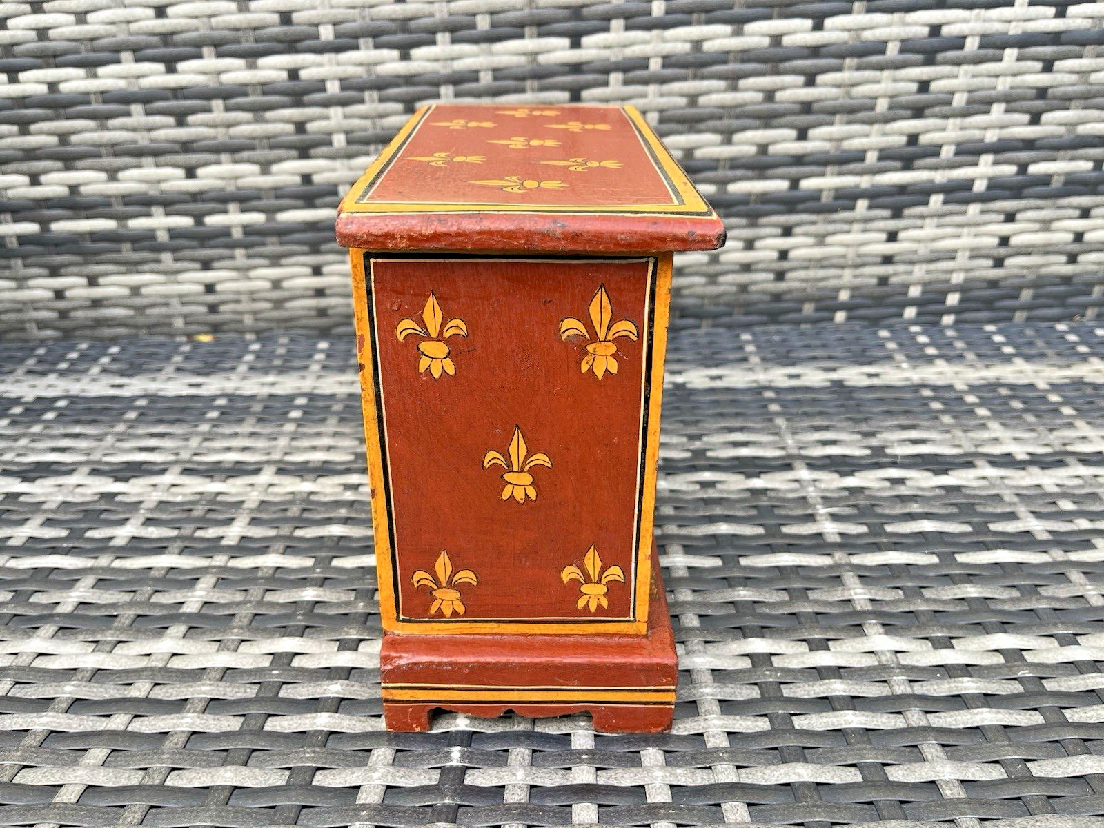 Furniture Vintage Miniature Wooden Chest Of Drawers Apprentice Piece French Toleware Style photo