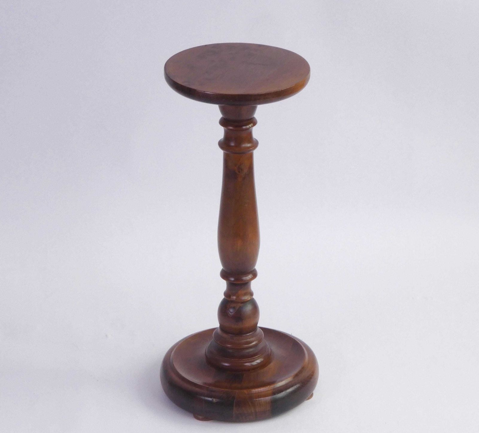 Small Oak French Pedestal, Wood Carved Plant Stand, Farmhouse Decor Side Table photo furniture