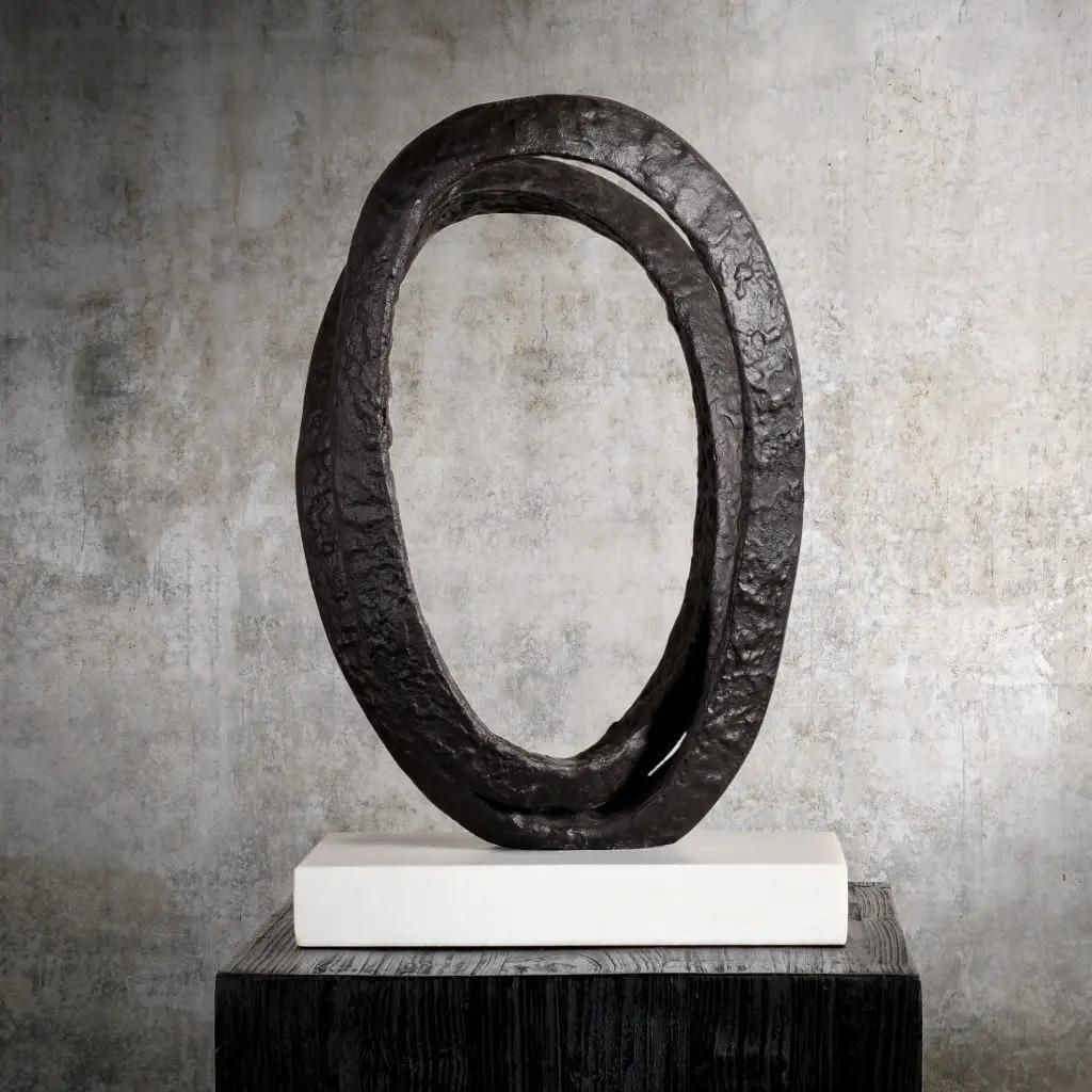 Contemporary Oval Metal Sculpture In A Modern Brutalist Style photo furniture