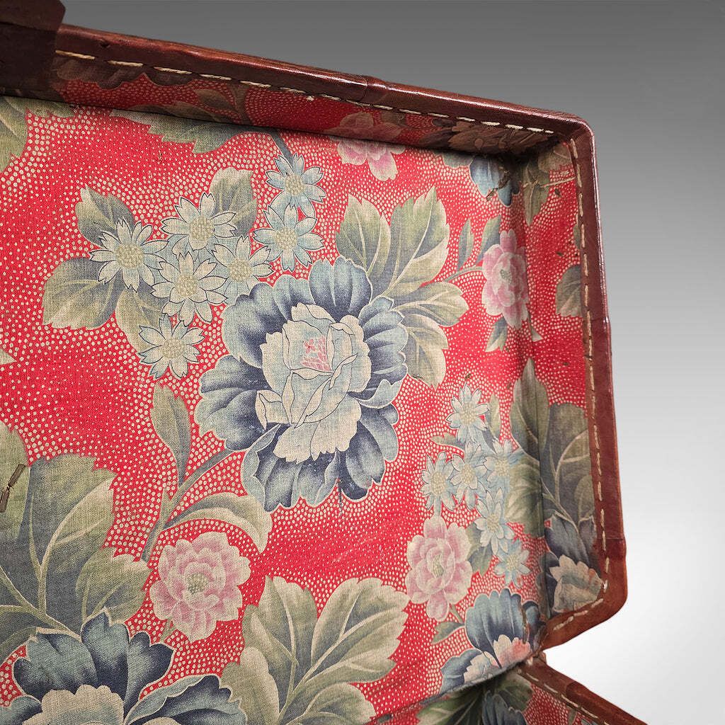 photo for sale Antique Casablanca Travel Trunk, African, Leather, Portmanteau Case, Edwardian
