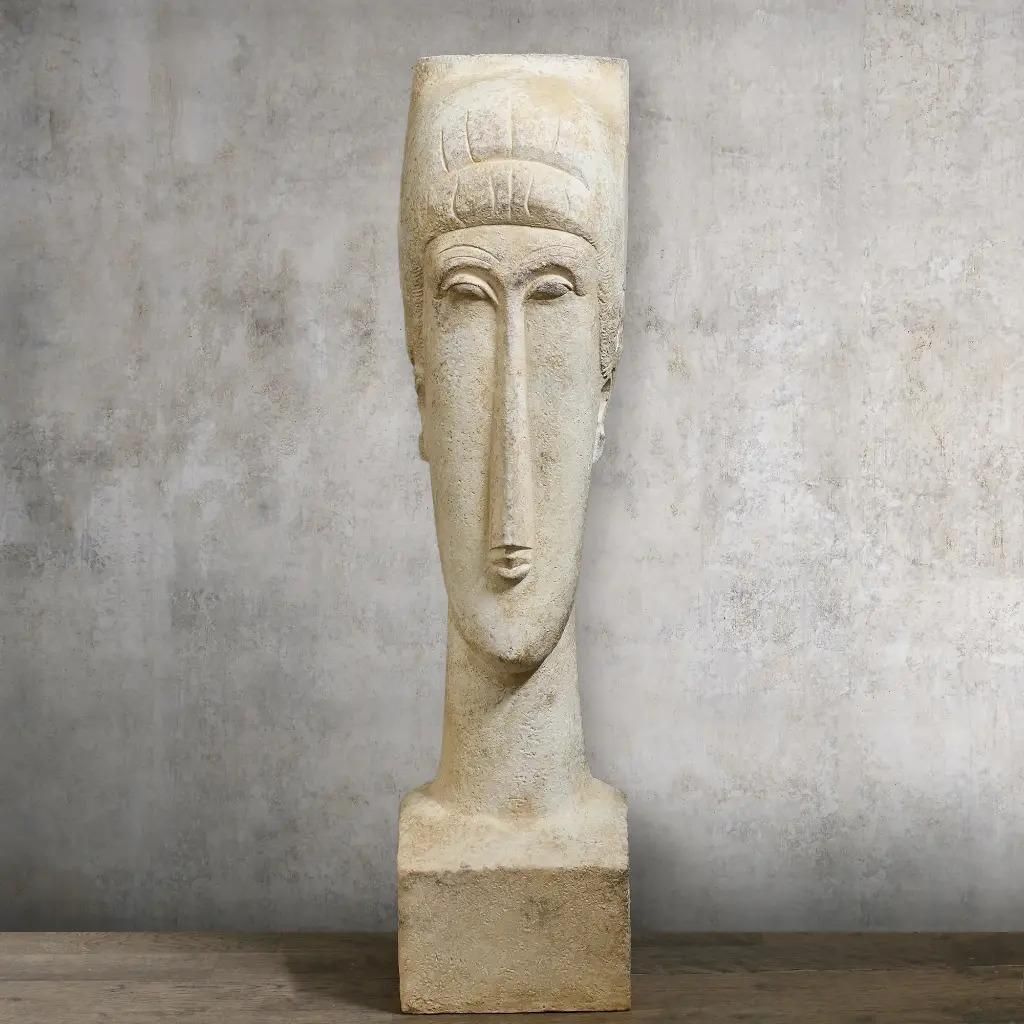 Contemporary White Sculpture, Bust Of A Woman Inspired By Modigliani photo furniture