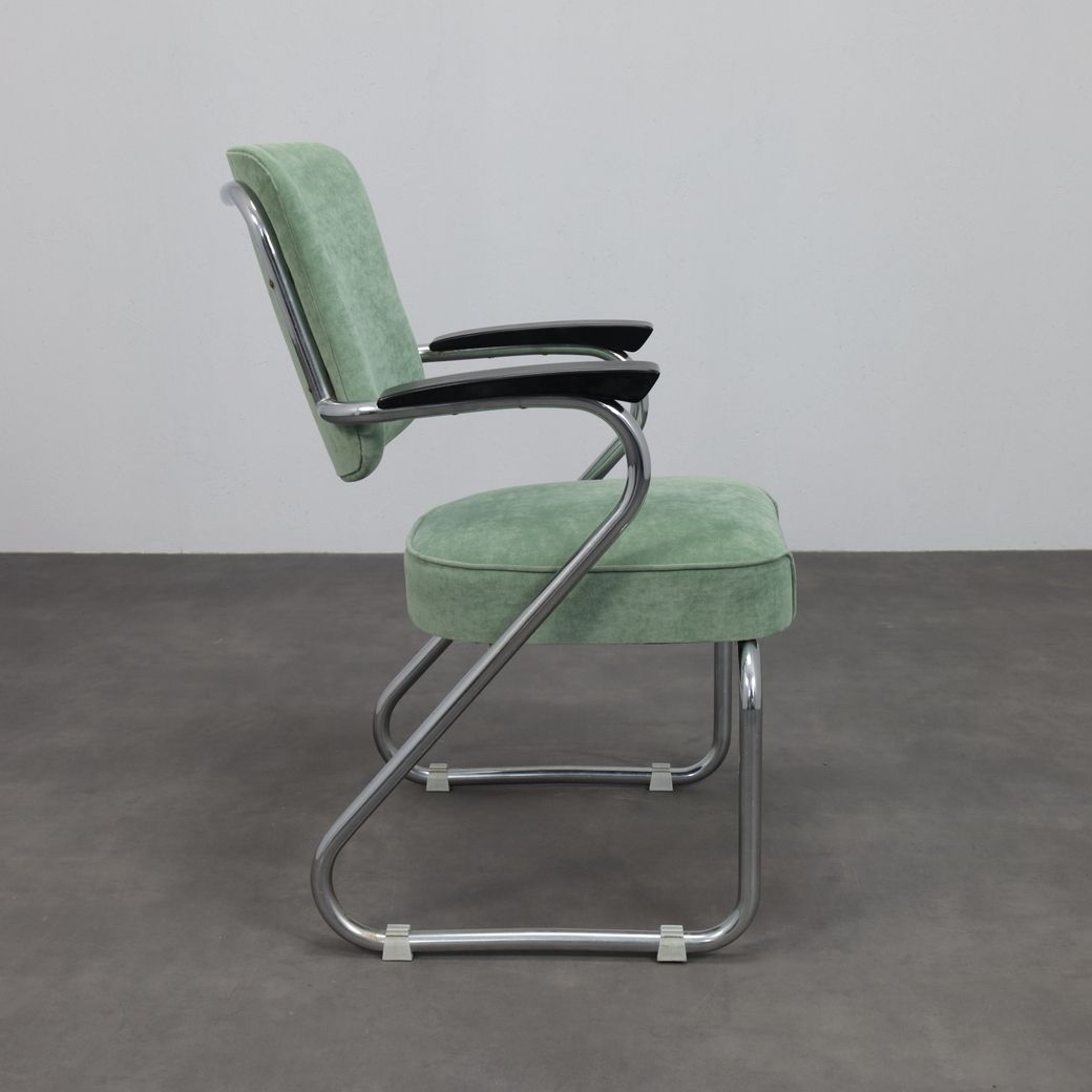 Pair Of Tubular Steel Armchairs By Paul Schuitema For Fana Metaal Netherlands 1950s photo Furniture