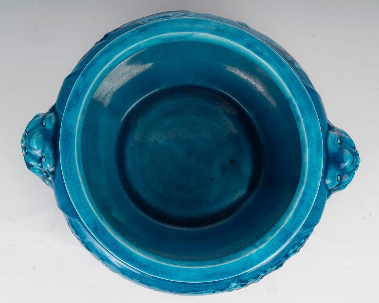 photo for sale Blue Ceramic Planter, Am Designs/One, Longwy, Napoleon III Period.