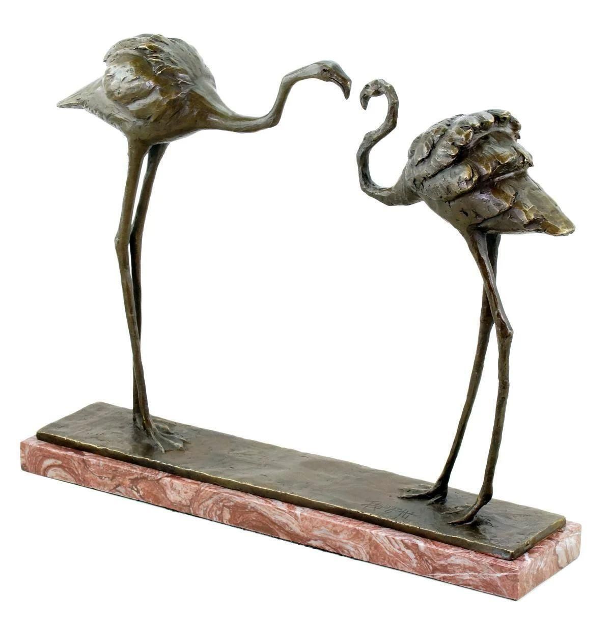 Art Bronze Statue Of Two Pink Flamingos In The Style Of Rembrandt Bugatti photo