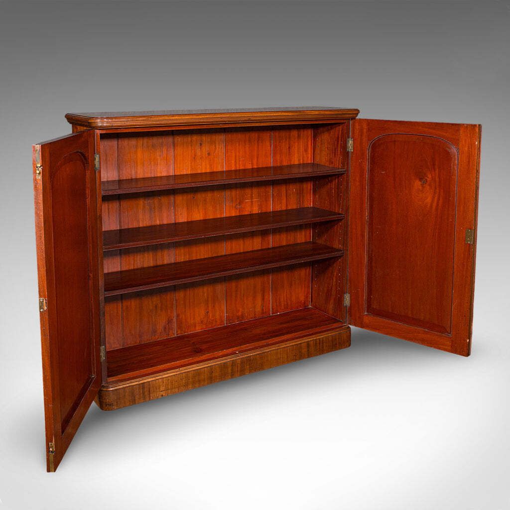 Large Antique Captain's Bookcase, English, Enclosed Book Cabinet, Late Victorian photo furniture