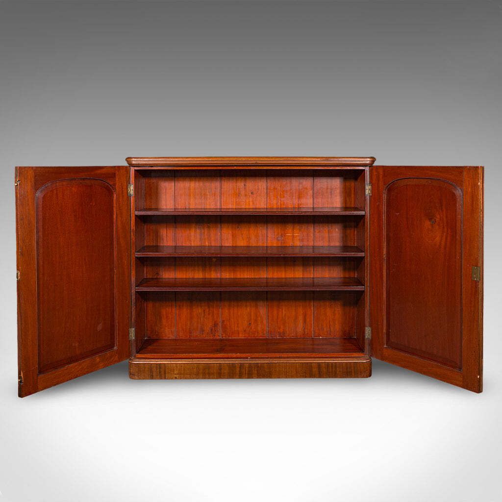Large Antique Captain's Bookcase, English, Enclosed Book Cabinet, Late Victorian photo Furniture