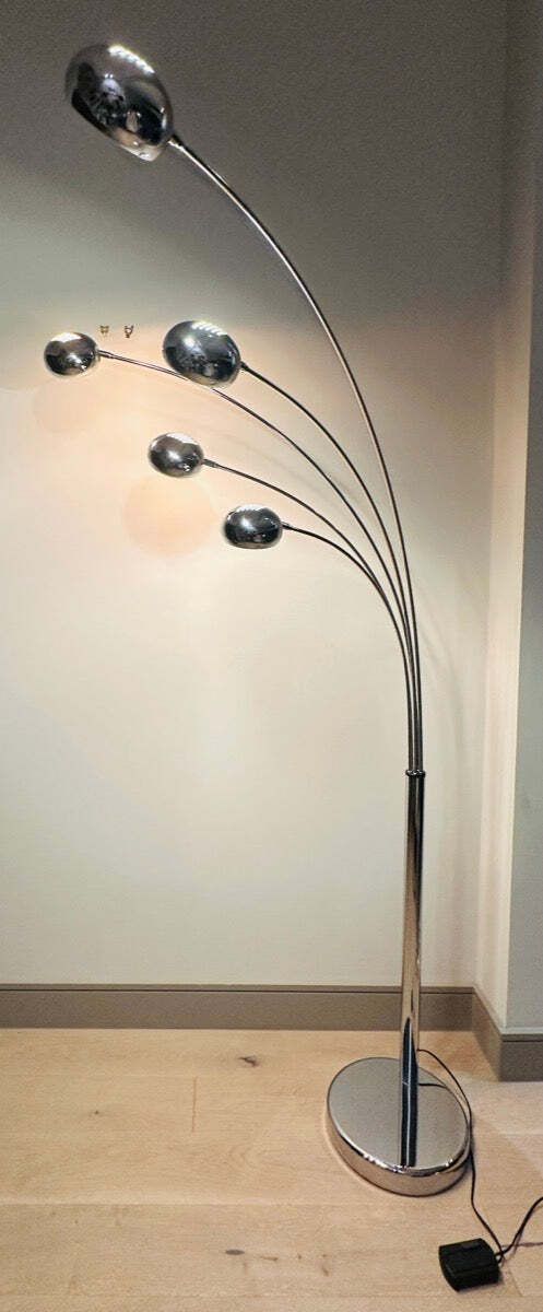 1980s German Modernist Christian Koban For Dom Polished 5 Arm Arc Floor Lamp photo 995.0