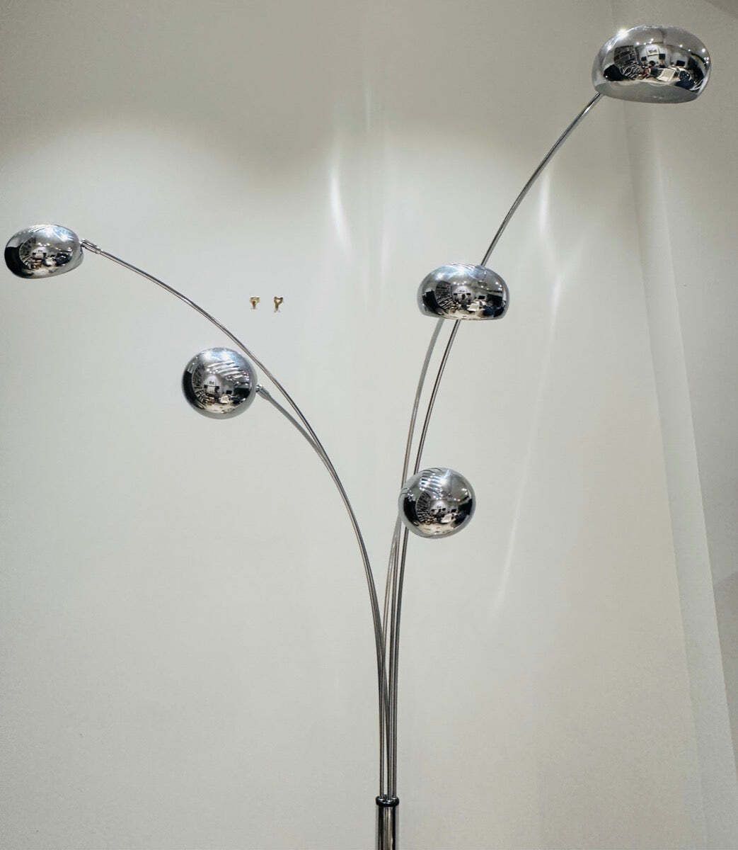 photo for sale 1980s German Modernist Christian Koban For Dom Polished 5 Arm Arc Floor Lamp