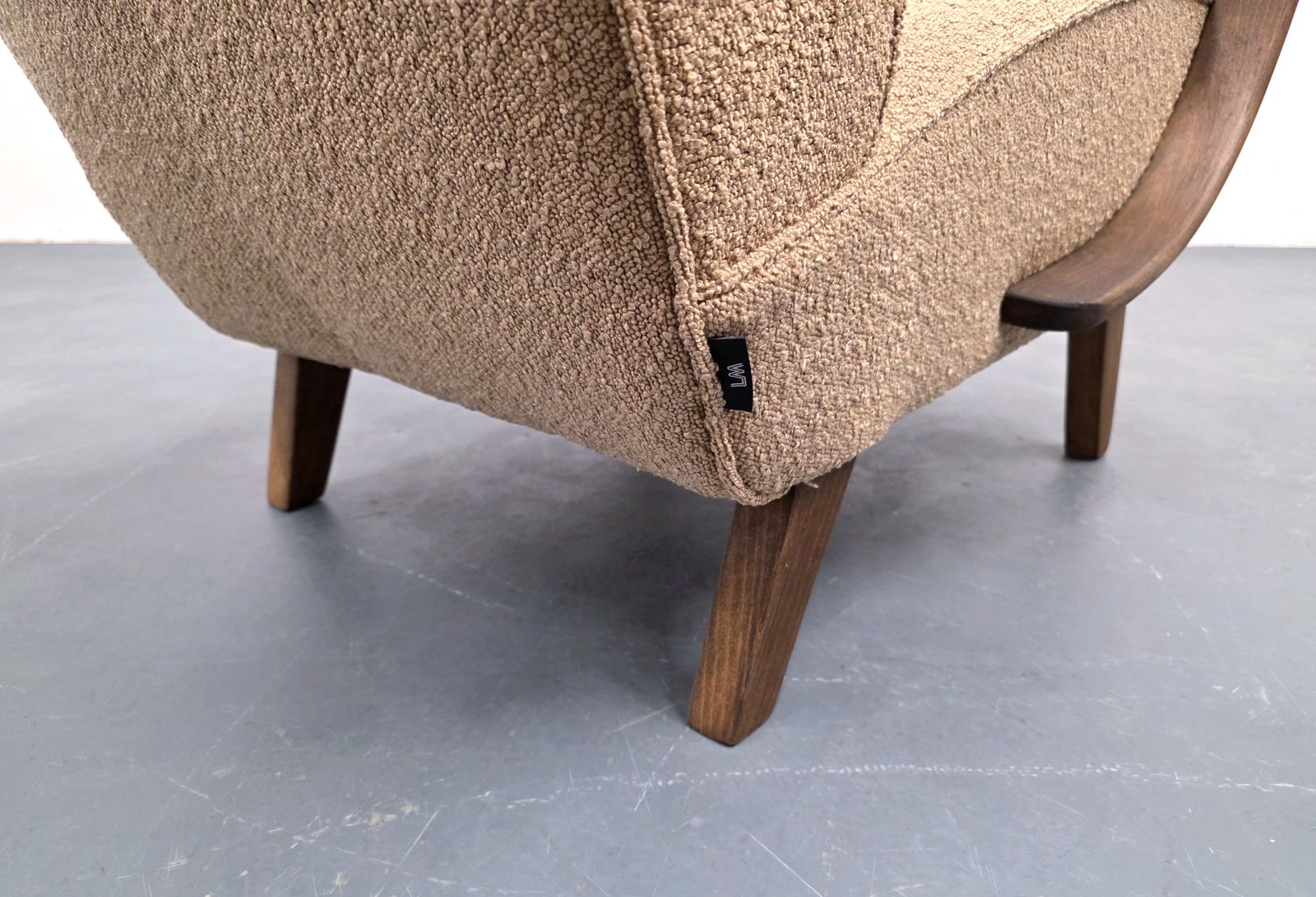 1930 Jindrich Halabala Bentwood Armchair In Dark Beige Boucle photo vinterior