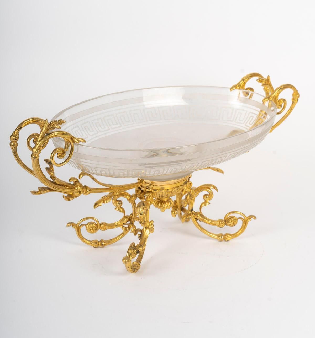 Gilt Bronze And Crystal Bowl, 19th Century, Napoleon III Period. photo Home Decor