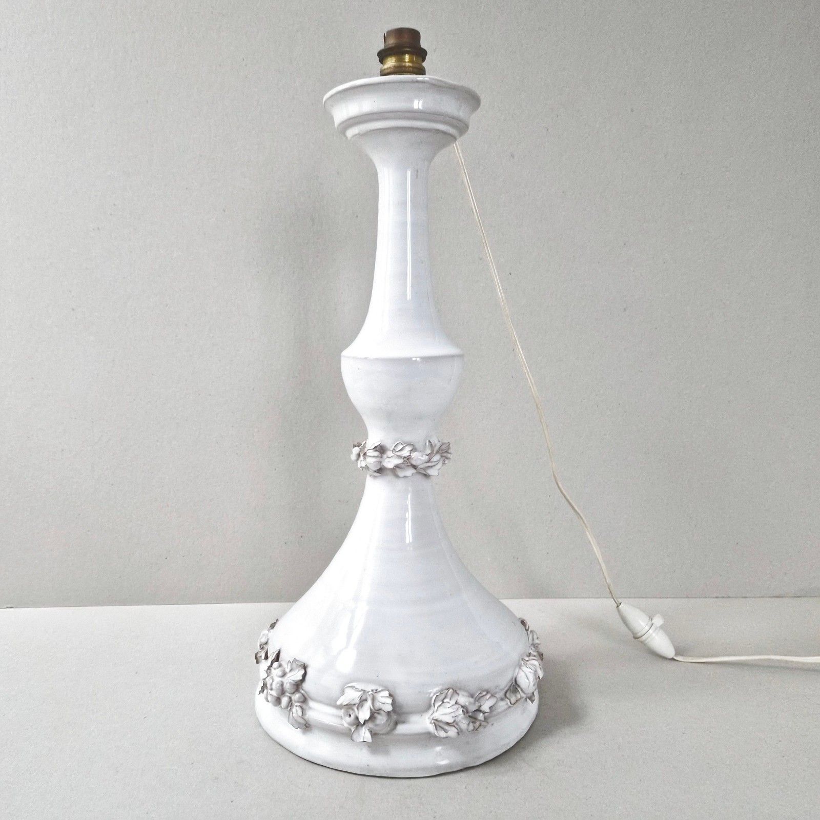Lampe vintage italienne en céramique décorée de fleurs, années 1950
