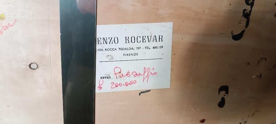 photo furniture Abstract Painting Gold Leaf And Enamel Enzo Kocevar 70s