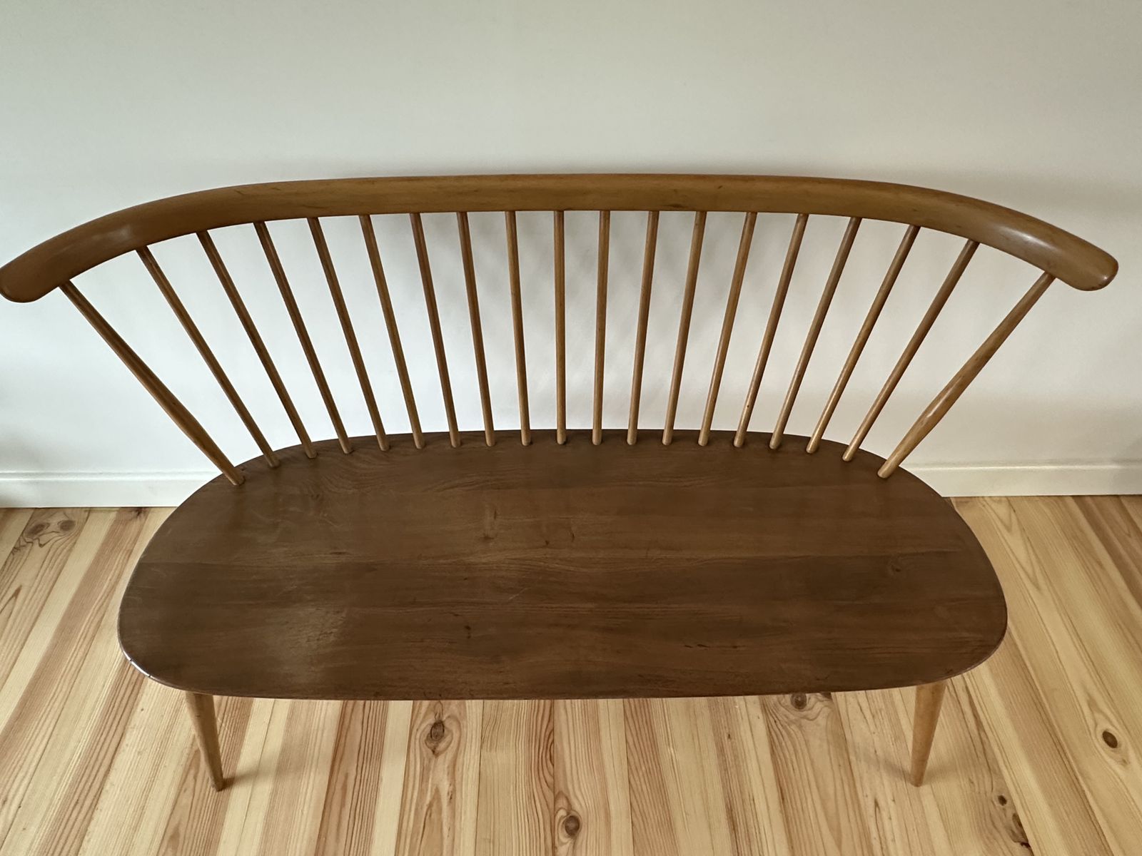 photo buy Vintage Ercol Love Seat Model 450 Ercol Natural Finish Elm