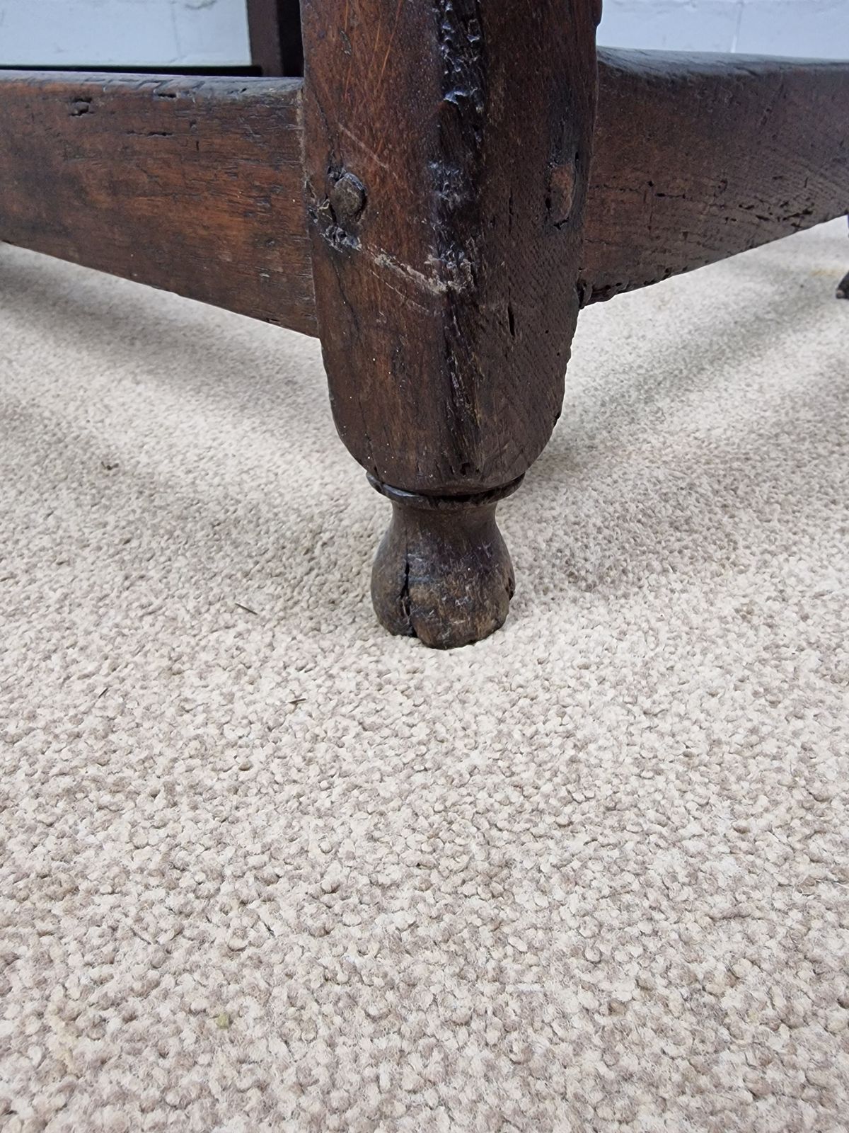 18th Century Oak Bobbin Turned Side Table photo furniture