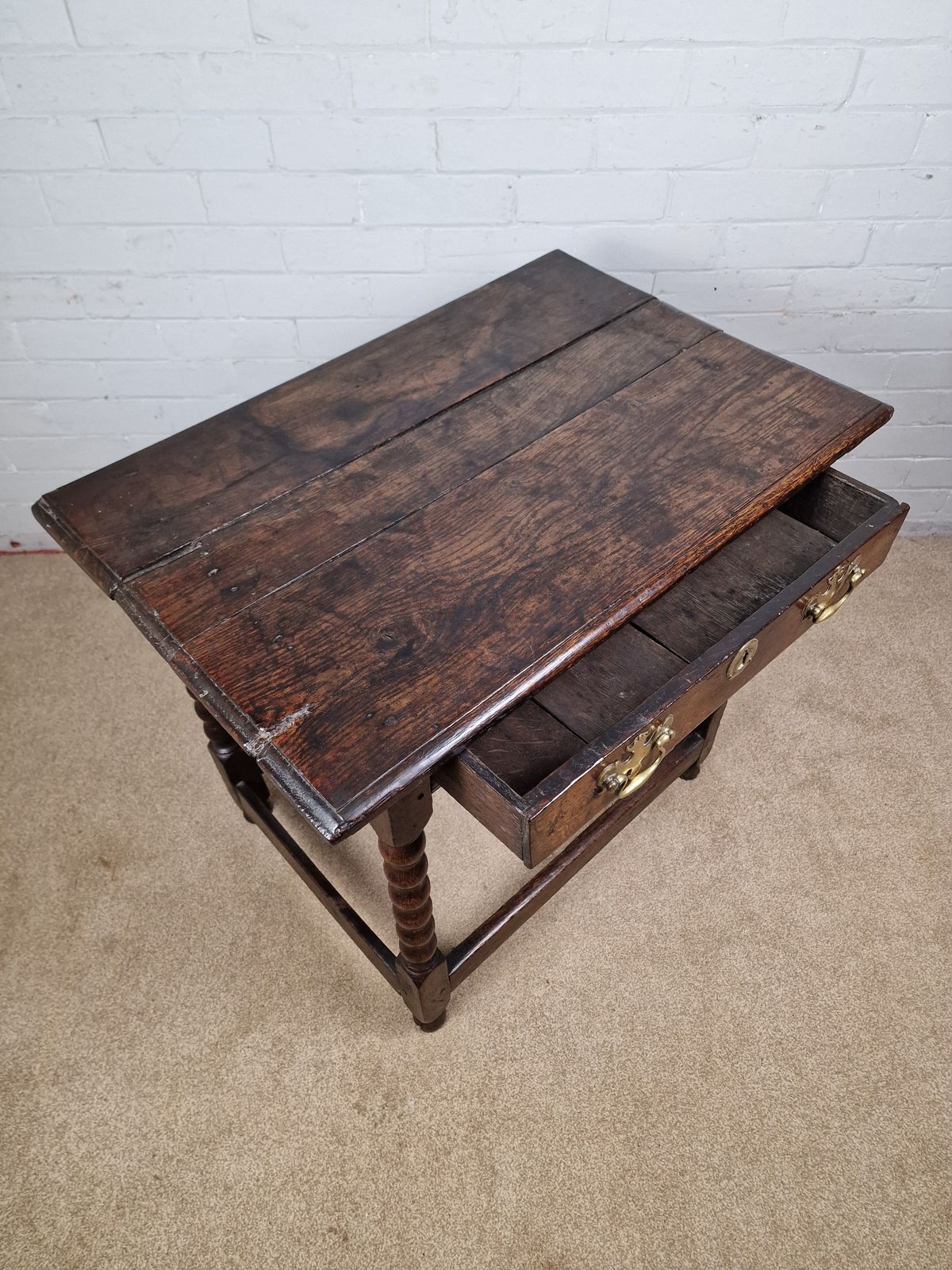 Furniture 18th Century Oak Bobbin Turned Side Table photo