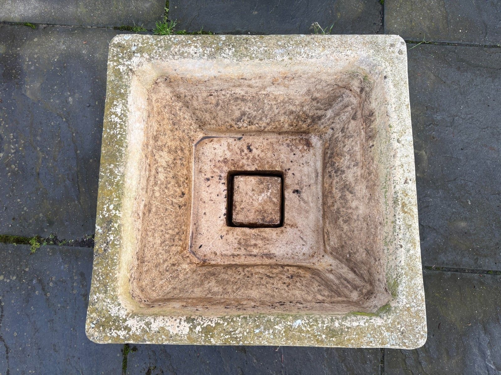 Antique 20th Century Square Planter Urn On Plinth photo for sale