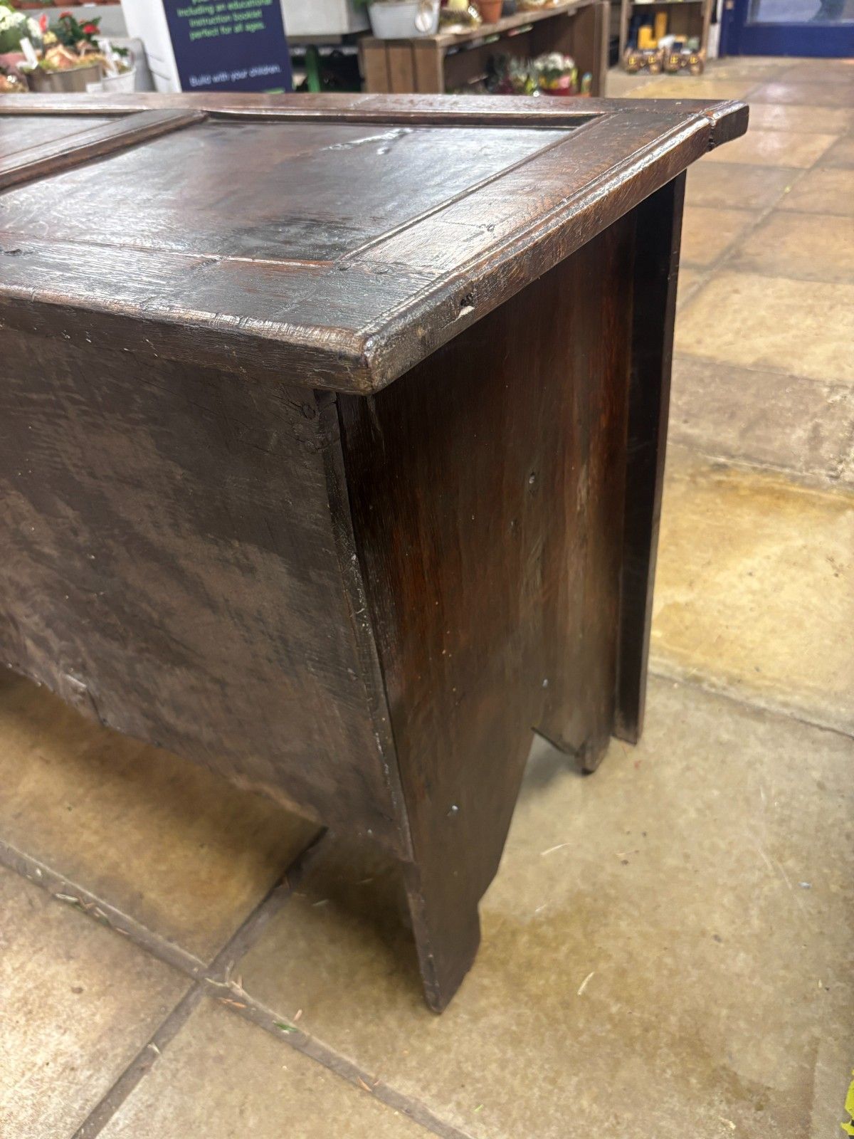 395.0 Antique 17th Century Oak Coffer As Found photo